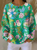 Carole™ Sweater with Colorful Ethnic Floral Print