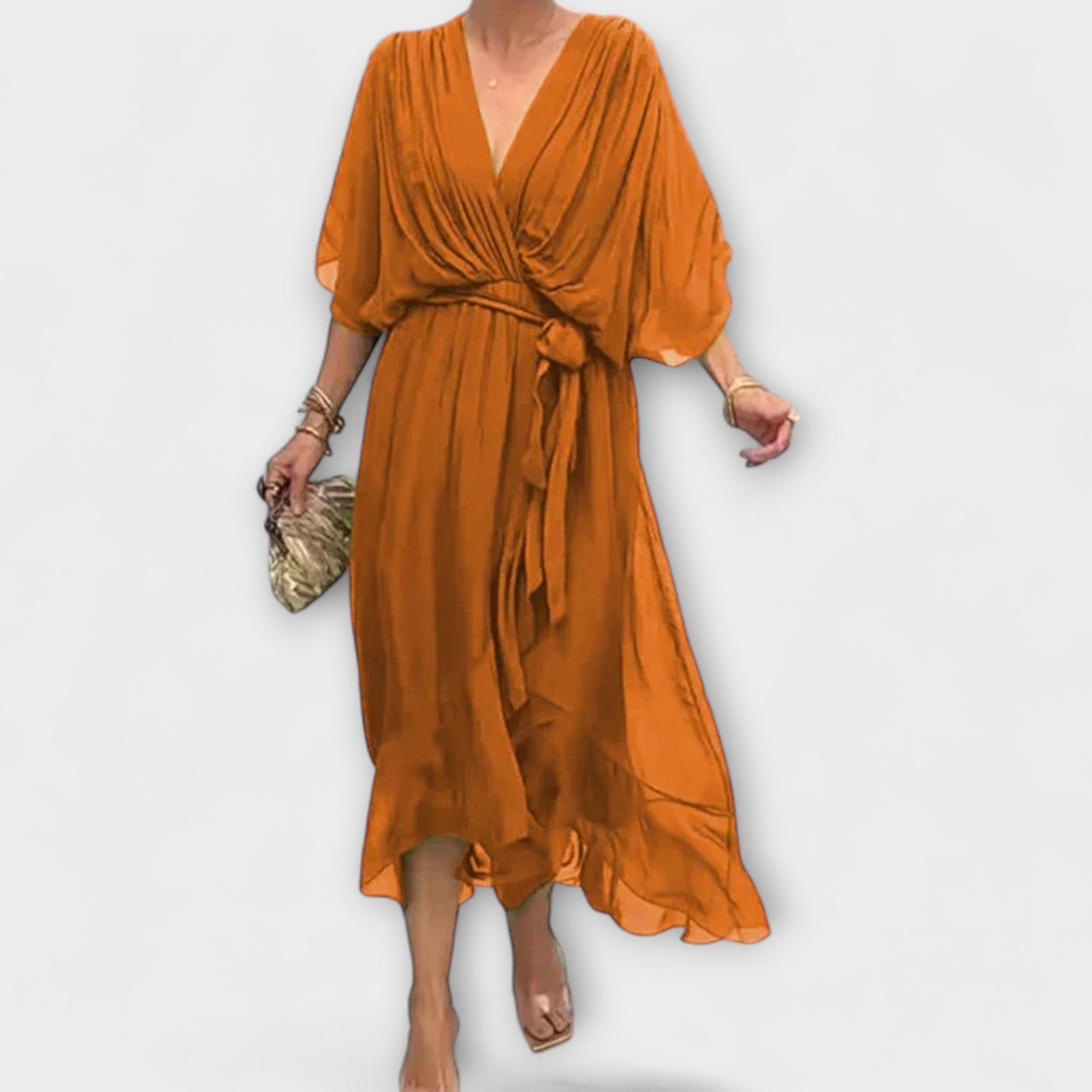 Amoura - Georgette Dress with V-Neck