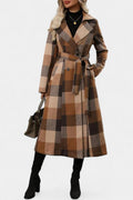 Mélissandre Long Check Coat with Double Breasted and Notched Collar