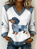 Daniella™ Artistic Denim Patchwork Top